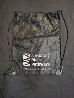 JPMorgan Chase Company Advancing Black Pathways Black Drawstring Backpack Bag